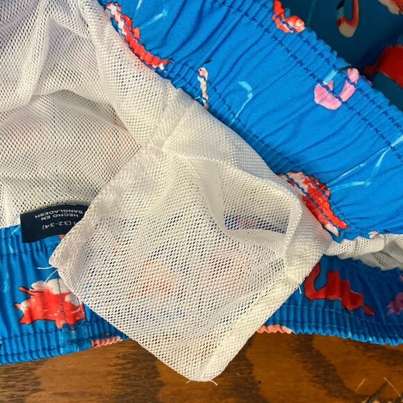 George Bright Blue Swim Trunks with Pink Flamingos Size M (32-34) Neon Pink Red - Picture 5 of 12